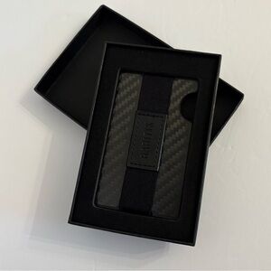 Raritik Slim Minimalist RFID Wallet Card Case Money Clip Black Metal New OS